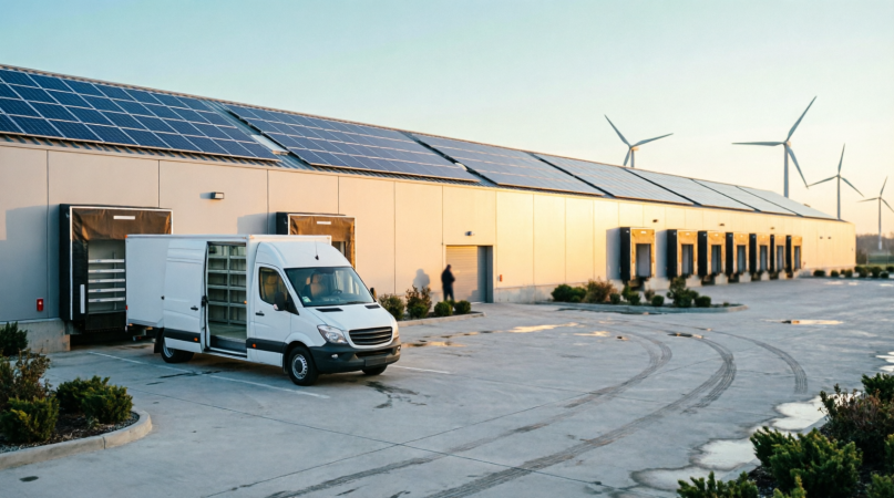 Modern logistics and energy hub, representing manufacturing, energy transition and logistics